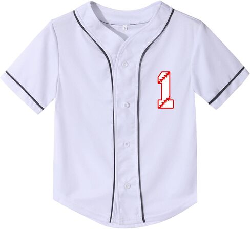 تي شيرت Mowbeat Baby Baseball Jersey لعمر سنة واحدة لحفلات أعياد الميلاد بأكمام قصيرة وأزرار تي شيرت للأطفال الرضع الأول هدية in Saudi Arabia