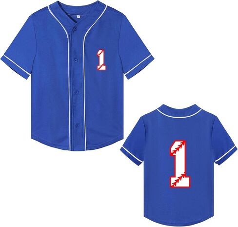 تي شيرت Mowbeat Baby Baseball Jersey لعمر سنة واحدة لحفلات أعياد الميلاد بأكمام قصيرة وأزرار تي شيرت للأطفال الرضع الأول هدية in Saudi Arabia