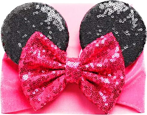 J&J Boutiques Mouse Ears Headband/Headwrap - Toddler, Baby, Kids - Party Supplies - Christmas Candy Cane Bow with Green Ears One Size in Saudi Arabia