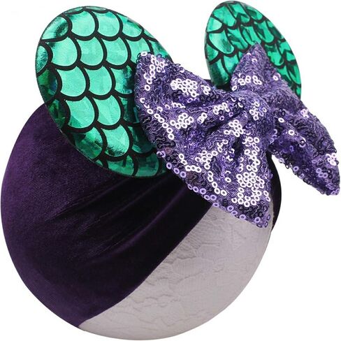 J&J Boutiques Mouse Ears Headband/Headwrap - Toddler, Baby, Kids - Party Supplies - Christmas Candy Cane Bow with Green Ears One Size in Saudi Arabia