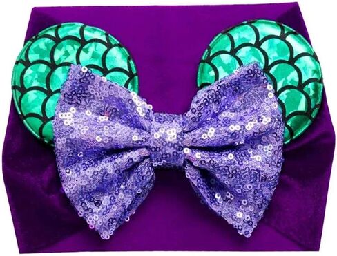 J&J Boutiques Mouse Ears Headband/Headwrap - Toddler, Baby, Kids - Party Supplies - Christmas Candy Cane Bow with Green Ears One Size in Saudi Arabia