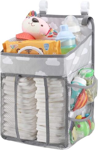 Accmor Changing Table Diaper Organizer, Hanging Diaper Caddy Organizer Stacker for Cribs Changing Table Playard Wall Baby Essentials Storage, Black in Saudi Arabia