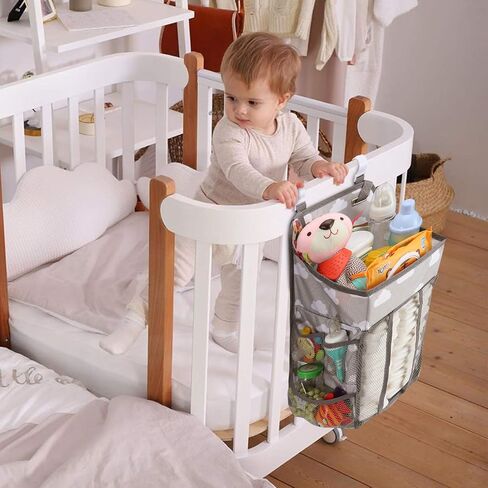 Accmor Changing Table Diaper Organizer, Hanging Diaper Caddy Organizer Stacker for Cribs Changing Table Playard Wall Baby Essentials Storage, Black in Saudi Arabia
