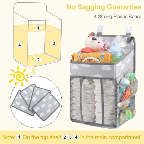 Accmor Changing Table Diaper Organizer, Hanging Diaper Caddy Organizer Stacker for Cribs Changing Table Playard Wall Baby Essentials Storage, Black in Saudi Arabia