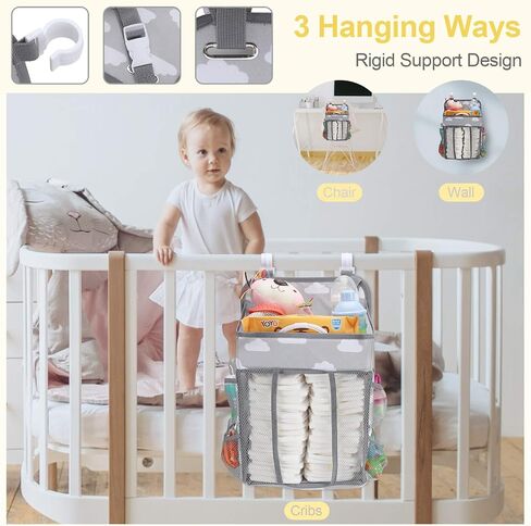 Accmor Changing Table Diaper Organizer, Hanging Diaper Caddy Organizer Stacker for Cribs Changing Table Playard Wall Baby Essentials Storage, Black in Saudi Arabia