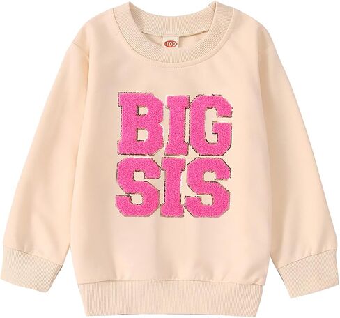 سم C & M WODRO سترة الأخت الكبرى طفل فتاة كبيرة SIS الشنيل التصحيح Crewneck البلوز القمم الأخت الكبرى هدية قميص الزي in Saudi Arabia