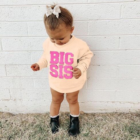 سم C & M WODRO سترة الأخت الكبرى طفل فتاة كبيرة SIS الشنيل التصحيح Crewneck البلوز القمم الأخت الكبرى هدية قميص الزي in Saudi Arabia