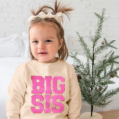 سم C & M WODRO سترة الأخت الكبرى طفل فتاة كبيرة SIS الشنيل التصحيح Crewneck البلوز القمم الأخت الكبرى هدية قميص الزي in Saudi Arabia