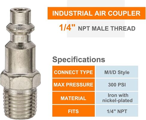 HARFINGTON 5 قطعة قابس هواء صناعي 1/4 "NPT ذكر M نمط تدفق عالي توصيل سريع تركيبات هواء ملحقات ضاغط الهواء in Saudi Arabia