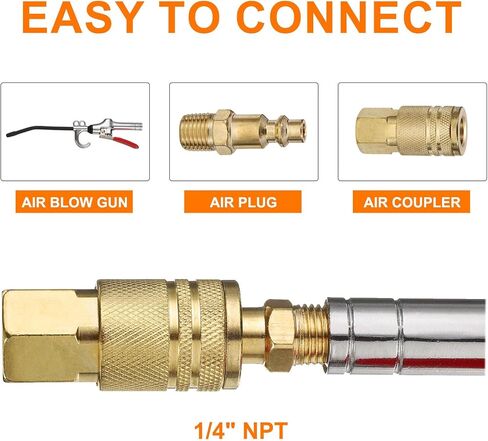 HARFINGTON 5 قطعة قابس هواء صناعي 1/4 "NPT ذكر M نمط تدفق عالي توصيل سريع تركيبات هواء ملحقات ضاغط الهواء in Saudi Arabia