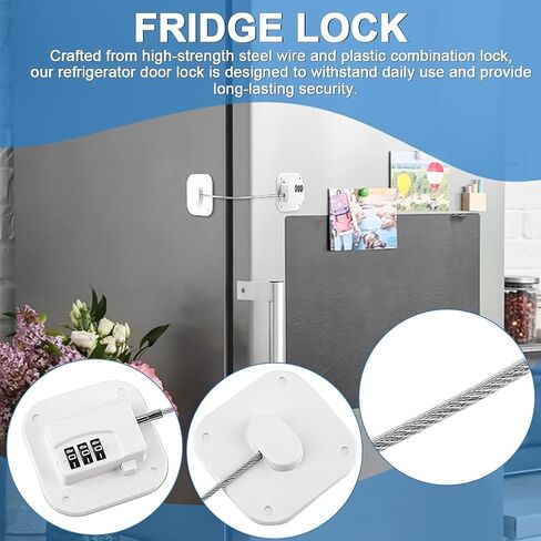 2Pack Refrigerator Lock,Heavy Duty Fridge Lock,Combination Fridge Lock for Fridge, Cabinets,Window,Drawers and Saf-ety Cabinet Lock,Strong Non-Marking Adhesive No Drilling in Saudi Arabia