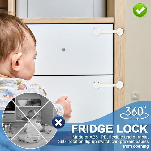 2Pack Refrigerator Lock,Heavy Duty Fridge Lock,Combination Fridge Lock for Fridge, Cabinets,Window,Drawers and Saf-ety Cabinet Lock,Strong Non-Marking Adhesive No Drilling in Saudi Arabia