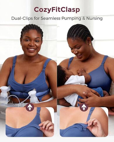 حمالة صدر من Momcozy Lycra Pumping بدون استخدام اليدين، حمالات صدر للرضاعة الطبيعية والضخ، بطانة ثابتة لتعزيز الشكل in Kuwait
