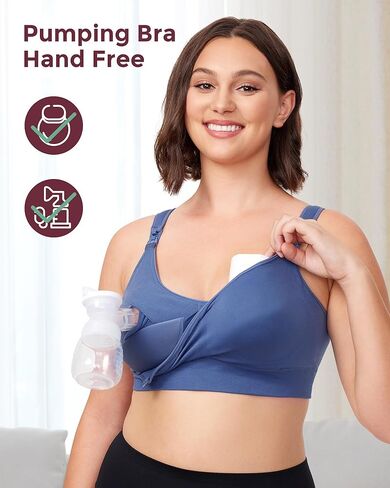 حمالة صدر من Momcozy Lycra Pumping بدون استخدام اليدين، حمالات صدر للرضاعة الطبيعية والضخ، بطانة ثابتة لتعزيز الشكل in Kuwait