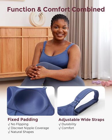 حمالة صدر من Momcozy Lycra Pumping بدون استخدام اليدين، حمالات صدر للرضاعة الطبيعية والضخ، بطانة ثابتة لتعزيز الشكل in Kuwait