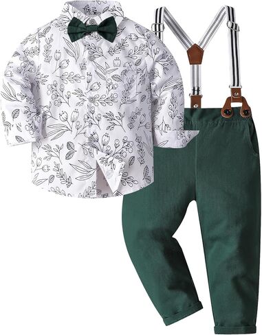 ARTMINE Toddler Boy Clothes Suit Gentleman Wedding Outfits, Formal Dress Shirt+Bowtie+Vest+Pants in Kuwait