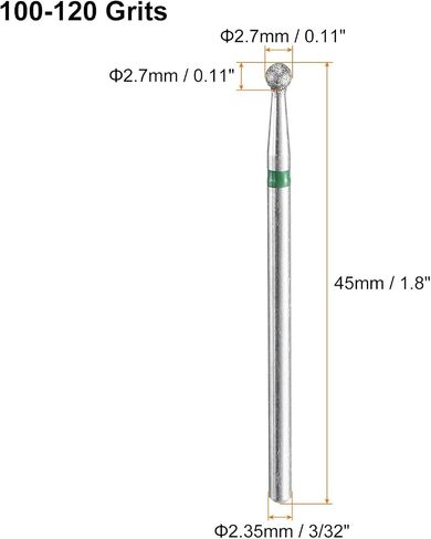 HARFINGTON 13pcs 100-120 Grits Diamond Grinding Bit 2.7mm Ball Head 2.35mm Shank 2.2.7mm Length Stone Sanding Drill Bits Rotary Tool for Ceramic Glass Grinding, Polishing in Saudi Arabia