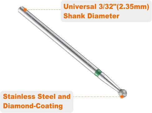 HARFINGTON 13pcs 100-120 Grits Diamond Grinding Bit 2.7mm Ball Head 2.35mm Shank 2.2.7mm Length Stone Sanding Drill Bits Rotary Tool for Ceramic Glass Grinding, Polishing in Saudi Arabia