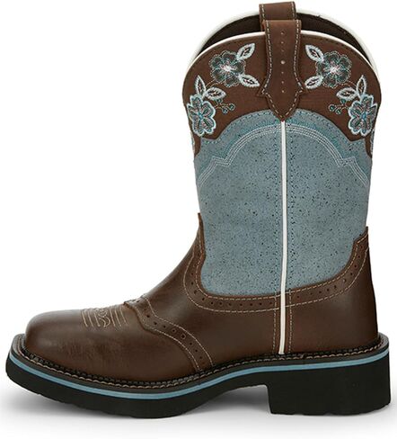حذاء Justin النسائي Mandra Chocolate Western Boot بمقدمة مربعة واسعة بلون الشوكولاتة - 7.5 M US in Kuwait