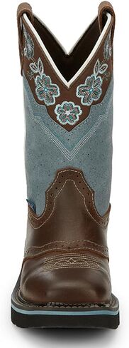 حذاء Justin النسائي Mandra Chocolate Western Boot بمقدمة مربعة واسعة بلون الشوكولاتة - 7.5 M US in Kuwait