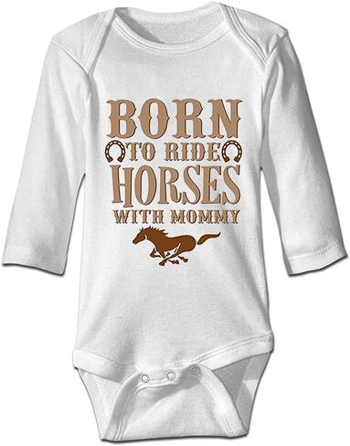 DOQOSESHY Born to Ride Horses with Mommy Baby Bodysuit Short/Long Sleeve Jumpsuit Rompers, 3 Months in Saudi Arabia