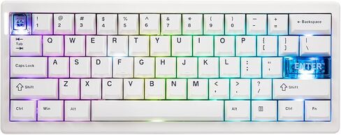 CIDOO QK61 VIA Programmable 60% Compact Keyboard, Wireless Gaming Keyboard, Hot Swappable Custom Keyboard, Gasket Mechanical Keyboard with PC Plate, RGB, 3000mAh Battery for Win/Mac (White) in Kuwait