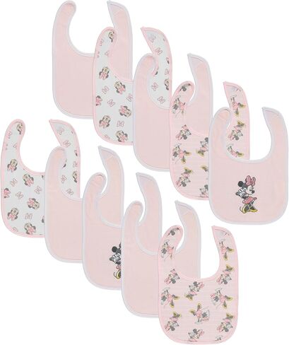 Disney 10-Pack Mickey Mouse Baby Bibs – Ten Soft, Absorbent, and Adjustable Cotton Bibs for Mess Free Meals in Kuwait