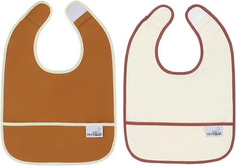 Baby Bibs for Eating Waterproof Baby Bibs Baby Feeding Bibs 2 Packs Washable Baby Food Bibs 6-24 Months in Saudi Arabia