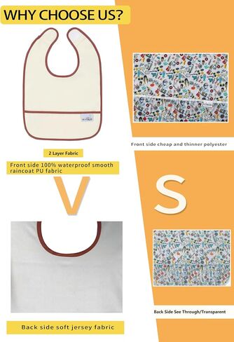 Baby Bibs for Eating Waterproof Baby Bibs Baby Feeding Bibs 2 Packs Washable Baby Food Bibs 6-24 Months in Saudi Arabia
