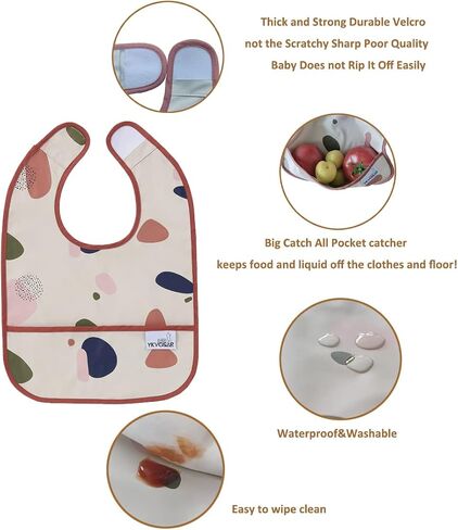 Baby Bibs for Eating Waterproof Baby Bibs Baby Feeding Bibs 2 Packs Washable Baby Food Bibs 6-24 Months in Saudi Arabia