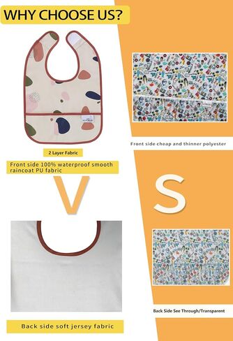 Baby Bibs for Eating Waterproof Baby Bibs Baby Feeding Bibs 2 Packs Washable Baby Food Bibs 6-24 Months in Saudi Arabia