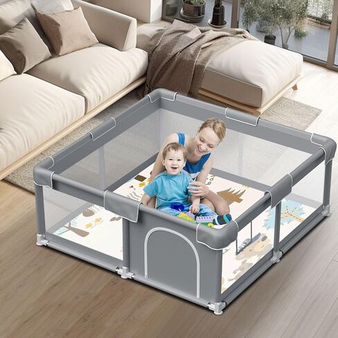Baby Playpen Baby Play Pen for Babies and Toddlers Safe Anti-Fall Baby Play Yards Indoor & Outdoor Sturdy Safety Baby Activity Center with Soft Breathable Mesh Baby Fence 50×50 Inch in Saudi Arabia
