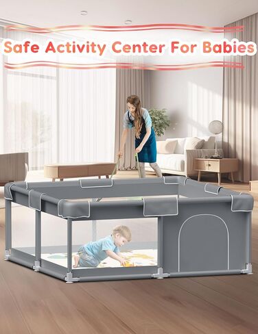 Baby Playpen Baby Play Pen for Babies and Toddlers Safe Anti-Fall Baby Play Yards Indoor & Outdoor Sturdy Safety Baby Activity Center with Soft Breathable Mesh Baby Fence 50×50 Inch in Saudi Arabia