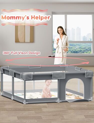 Baby Playpen Baby Play Pen for Babies and Toddlers Safe Anti-Fall Baby Play Yards Indoor & Outdoor Sturdy Safety Baby Activity Center with Soft Breathable Mesh Baby Fence 50×50 Inch in Saudi Arabia