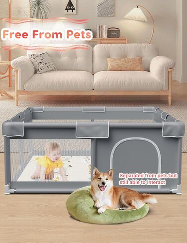 Baby Playpen Baby Play Pen for Babies and Toddlers Safe Anti-Fall Baby Play Yards Indoor & Outdoor Sturdy Safety Baby Activity Center with Soft Breathable Mesh Baby Fence 50×50 Inch in Saudi Arabia