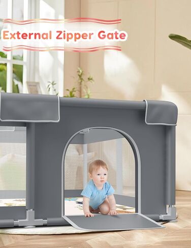 Baby Playpen Baby Play Pen for Babies and Toddlers Safe Anti-Fall Baby Play Yards Indoor & Outdoor Sturdy Safety Baby Activity Center with Soft Breathable Mesh Baby Fence 50×50 Inch in Saudi Arabia