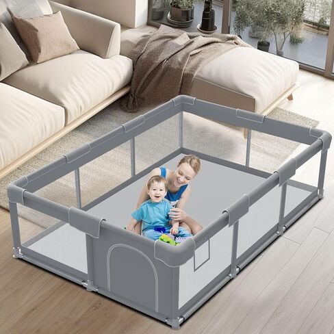 Baby Playpen Baby Play Pen for Babies and Toddlers Safe Anti-Fall Baby Play Yards Indoor & Outdoor Sturdy Safety Baby Activity Center with Soft Breathable Mesh Baby Fence 50×50 Inch in Saudi Arabia