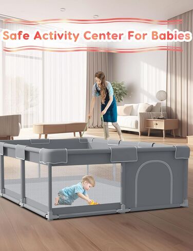 Baby Playpen Baby Play Pen for Babies and Toddlers Safe Anti-Fall Baby Play Yards Indoor & Outdoor Sturdy Safety Baby Activity Center with Soft Breathable Mesh Baby Fence 50×50 Inch in Saudi Arabia