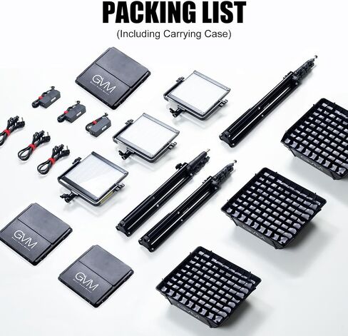 GVM 800D RGB Photography Lighting Kits with 3 Softboxes, 3 Packs Studio Lights with Bluetooth Control, YouTube Video Light with Upgrade18 Lighting Scenes, led Panel Lights for Video Recording in Saudi Arabia