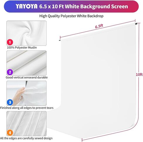 Black White Backdrop with Stand Kit 5x6.5FT, 2-in-1 Photo Background | Portable, adjustable, carry bag & 5 clamps, photo backdrop with T shape stand, for photography video meeting in Saudi Arabia