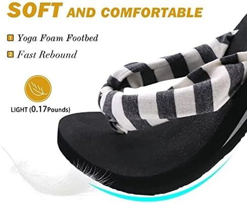 KuaiLu Flip Flops للنساء مع قوس دعم اليوغا حصيرة مريحة الصيف الشاطئ المشي ثونغ وسادة الصنادل الانزلاق على داخلي في الهواء الطلق أسود حجم 8 in Kuwait