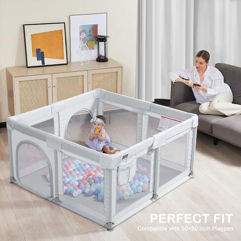 ANGELBLISS Baby Playpen Mat, 63"x 47"x 1.18" Self-Inflating Play Mat for Babies and Toddlers, Roll Up & Waterproof Foam Crawling Mat for Floor, Portable Playmat for Babies with Travel Bag Grey in Saudi Arabia