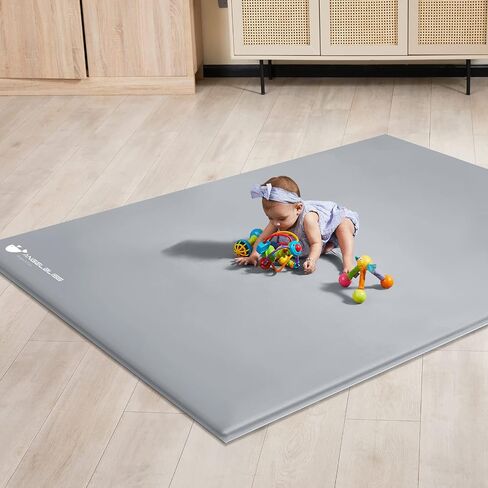 ANGELBLISS Baby Playpen Mat, 63"x 47"x 1.18" Self-Inflating Play Mat for Babies and Toddlers, Roll Up & Waterproof Foam Crawling Mat for Floor, Portable Playmat for Babies with Travel Bag Grey in Saudi Arabia