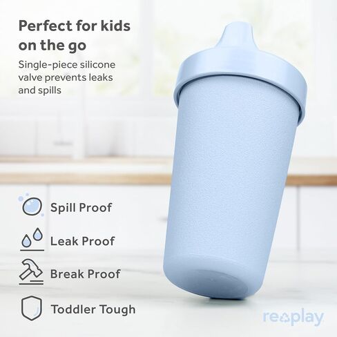 Re-Play Spill-Proof Sippy Cups for Toddlers - Kids Reusable 10 Oz Set of 3, Dishwasher & Microwave Safe, Made in USA, Princess in Saudi Arabia
