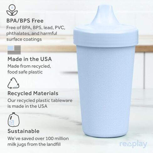 Re-Play Spill-Proof Sippy Cups for Toddlers - Kids Reusable 10 Oz Set of 3, Dishwasher & Microwave Safe, Made in USA, Princess in Saudi Arabia