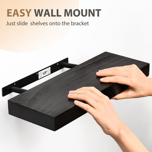 Wood Floating Shelves 16 inch Set of 3, Bathroom Shelves for Wall Mounted, Rustic Wooden Wall Shelves DIY for Kitchen, Living Room, Bedroom, 16 x 5.8 x 1.5 inch in Saudi Arabia