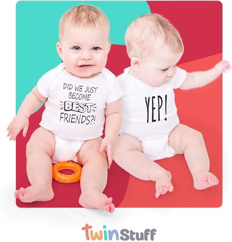 Twin Stuff 100% قطن للجنسين أفضل الأصدقاء - ملابس متطابقة مريحة ورائعة للتوائم المتطابقة حديثي الولادة in Kuwait