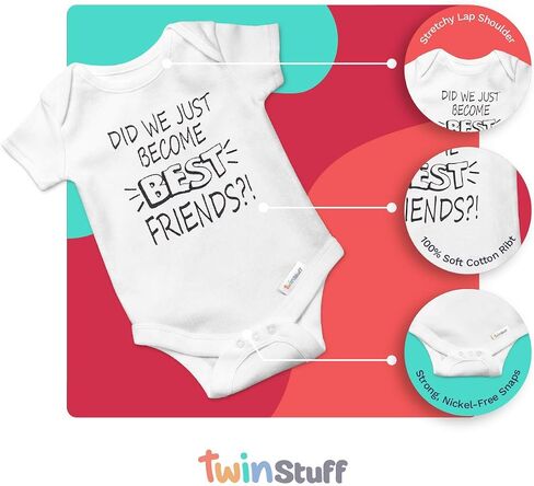 Twin Stuff 100% قطن للجنسين أفضل الأصدقاء - ملابس متطابقة مريحة ورائعة للتوائم المتطابقة حديثي الولادة in Kuwait