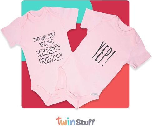 Twin Stuff 100% قطن للجنسين أفضل الأصدقاء - ملابس متطابقة مريحة ورائعة للتوائم المتطابقة حديثي الولادة in Kuwait