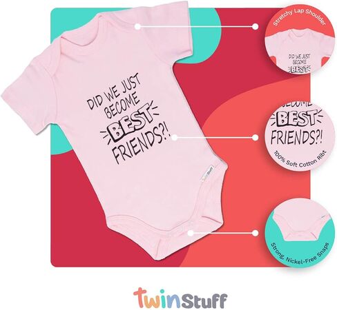 Twin Stuff 100% قطن للجنسين أفضل الأصدقاء - ملابس متطابقة مريحة ورائعة للتوائم المتطابقة حديثي الولادة in Kuwait